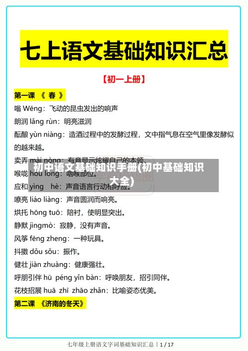 初中语文基础知识手册(初中基础知识大全)-第3张图片