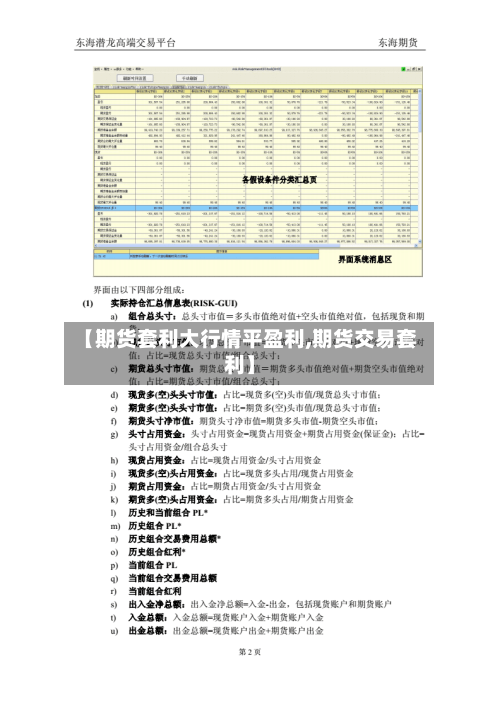 【期货套利大行情平盈利,期货交易套利】